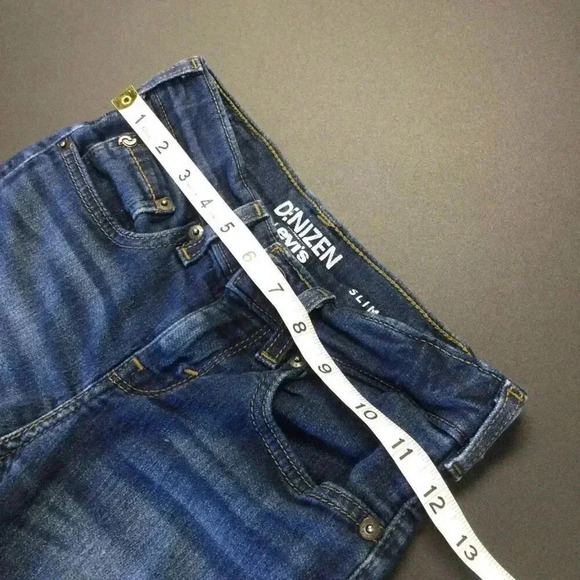 Levi's kids boys Blue Five Pocket Distressed Denizen Slim Jeans Size Regular 8 - Picture 7 of 11